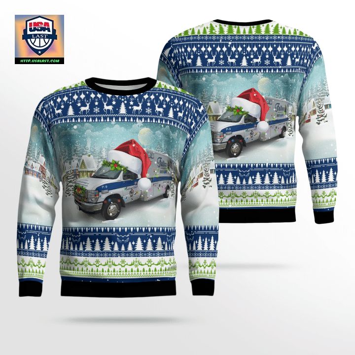 Quincy Massachusetts Fallon EMS Christmas Sweater 3D