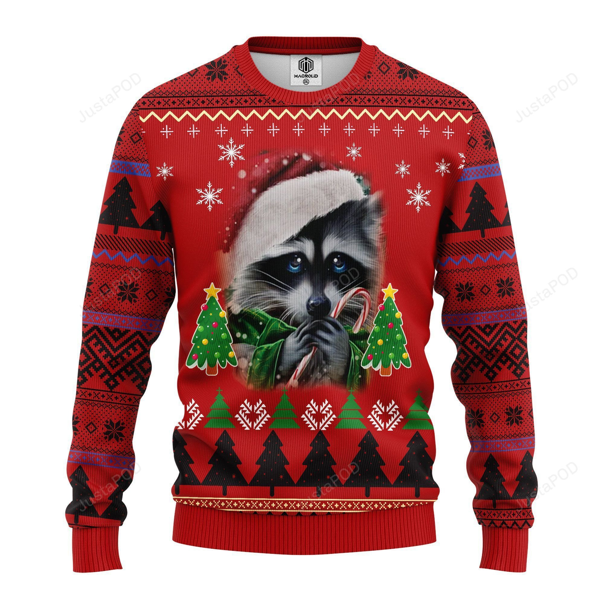 Raccoon Candy Ugly Christmas Sweater, Perfect Holiday Gift