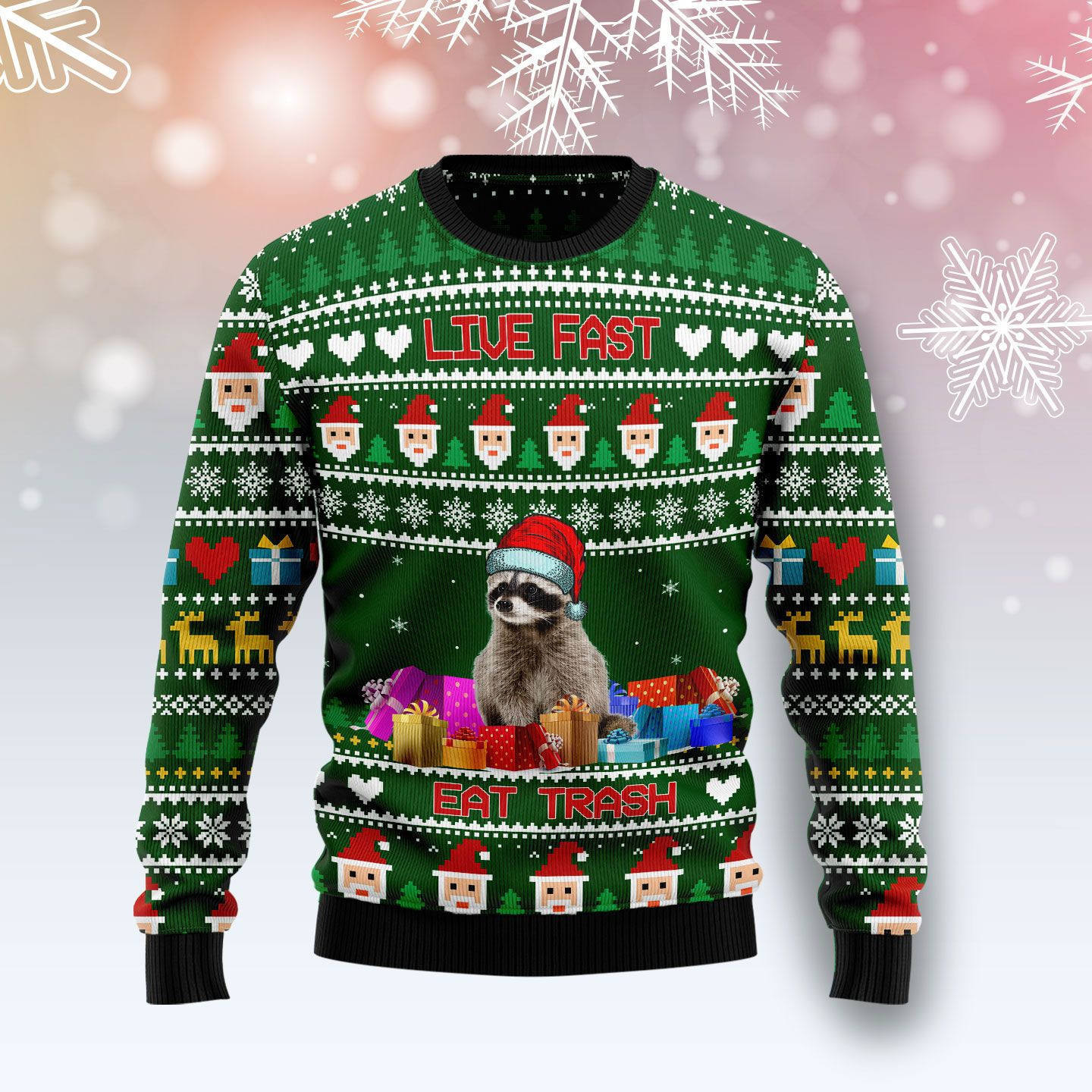 Raccoon Eat Trash Christmas Ugly Christmas Sweater, Perfect Holiday Gift