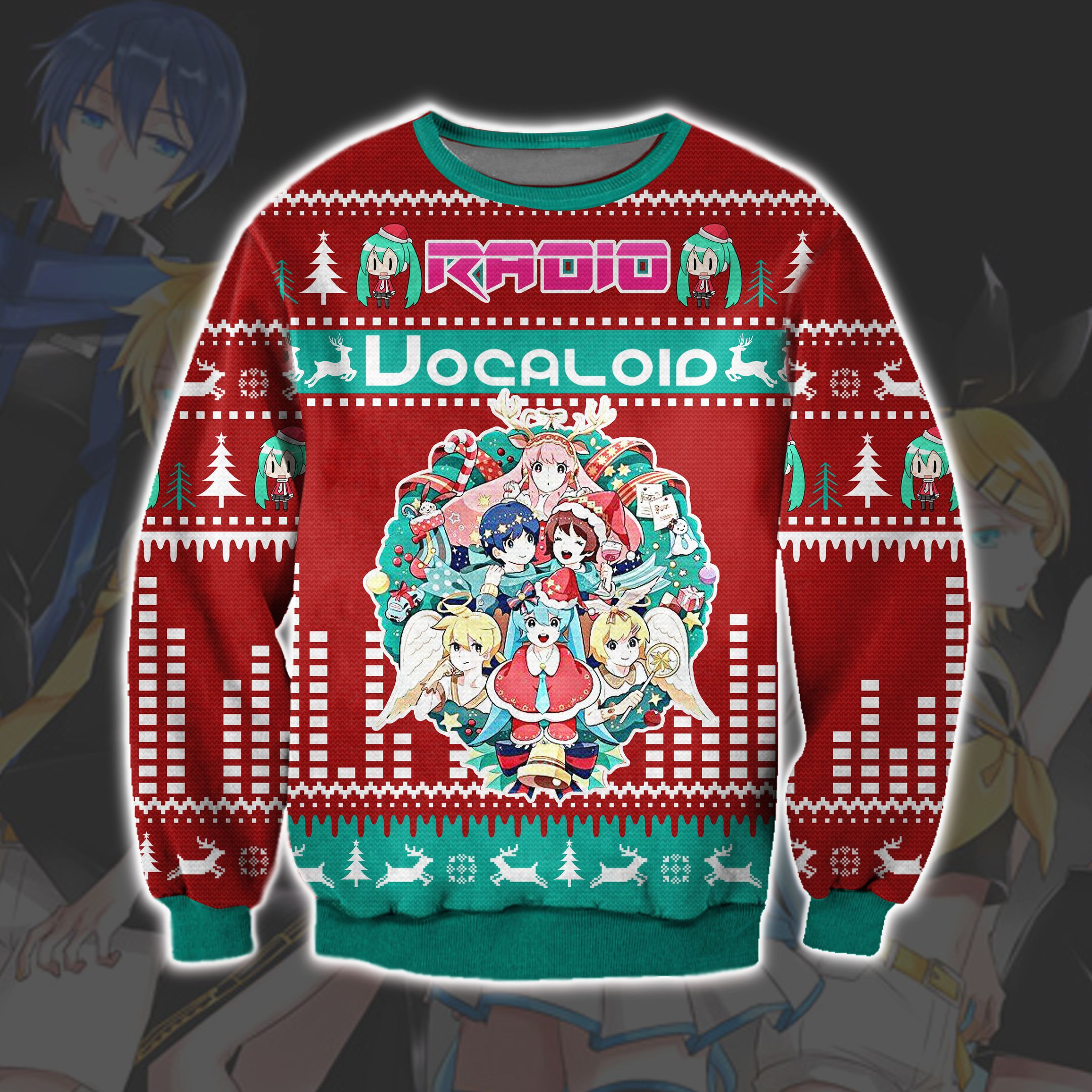 Radio Vocaloid 3D Print Ugly Christmas Sweater
