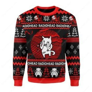 Radiohead White Cat For Cat Lovers Ugly Christmas Sweater,