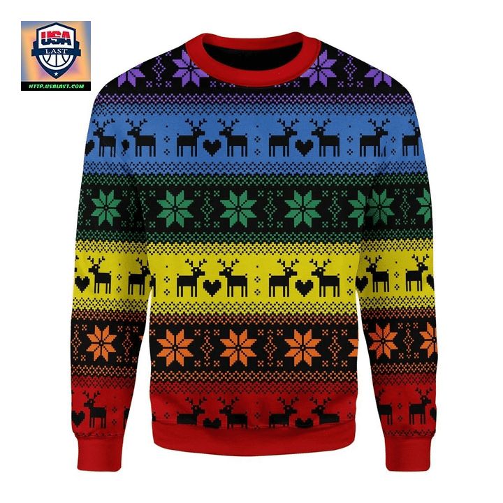 Rainbow Deer LGBT Ugly Christmas Sweater