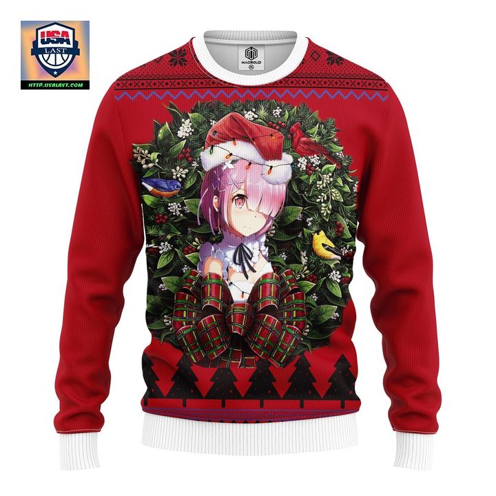 Ram Render Rezero Ram Anime Noel Mc Ugly Christmas Sweater Thanksgiving Gift