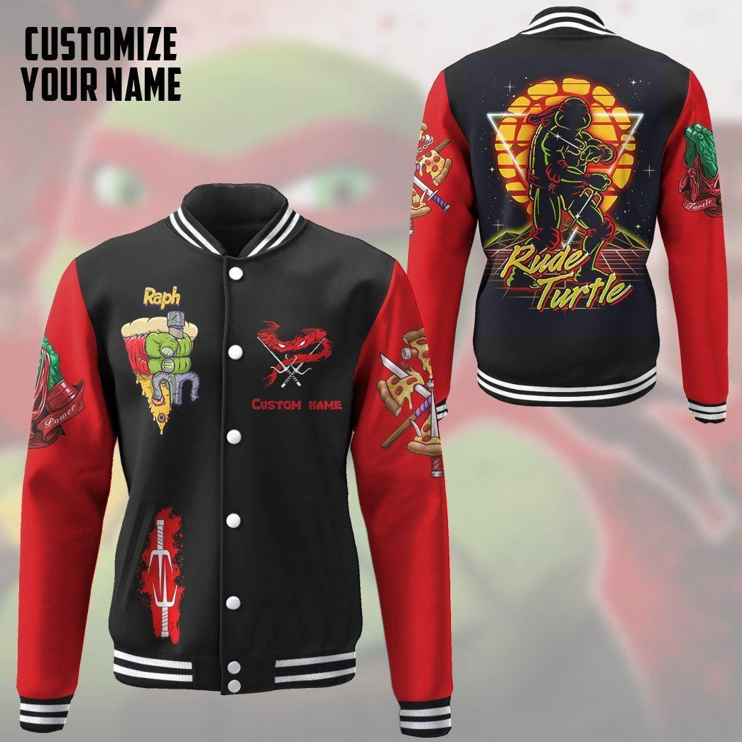Raphael TMNT Red Cosplay Personalized Name Baseball Jacket for Men & Women | Cartoon Fan Gift