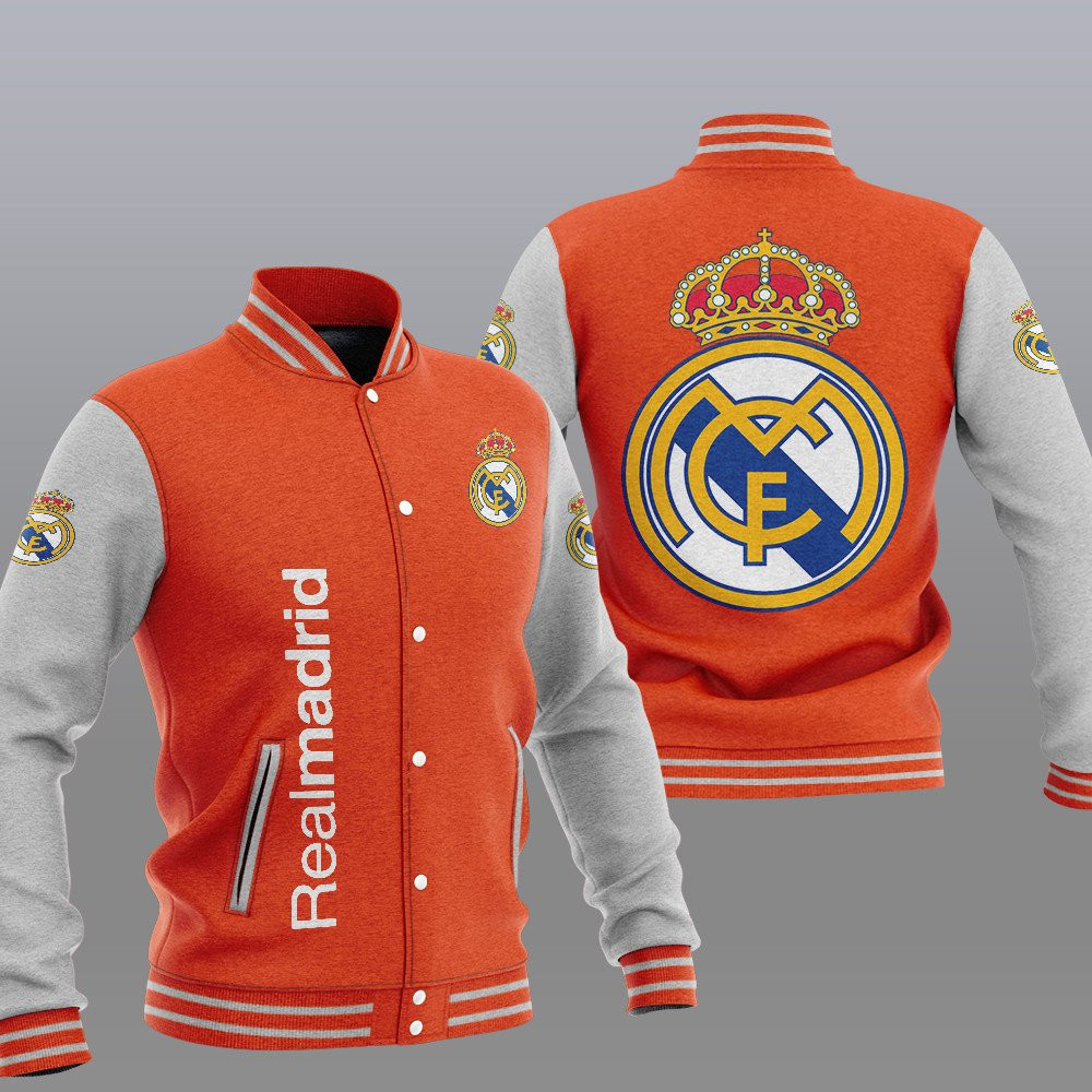 Real Madrid Varsity Baseball Jacket for Men & Women | Soccer Team Fan Gift