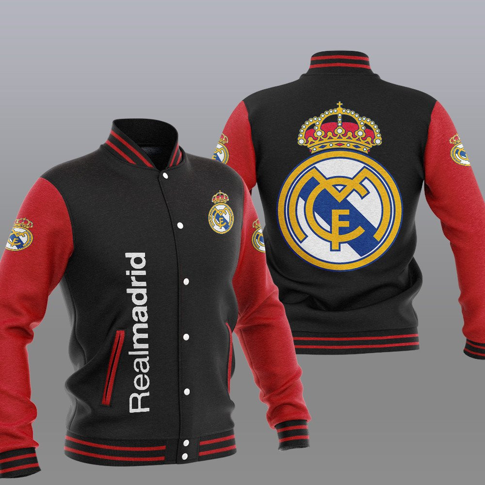 Real Madrid Varsity Baseball Jacket for Men & Women | Soccer Team Fan Gift