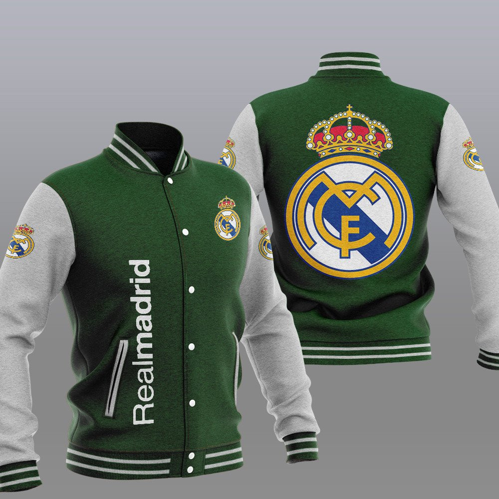 Real Madrid Varsity Baseball Jacket for Men & Women | Soccer Team Fan Gift