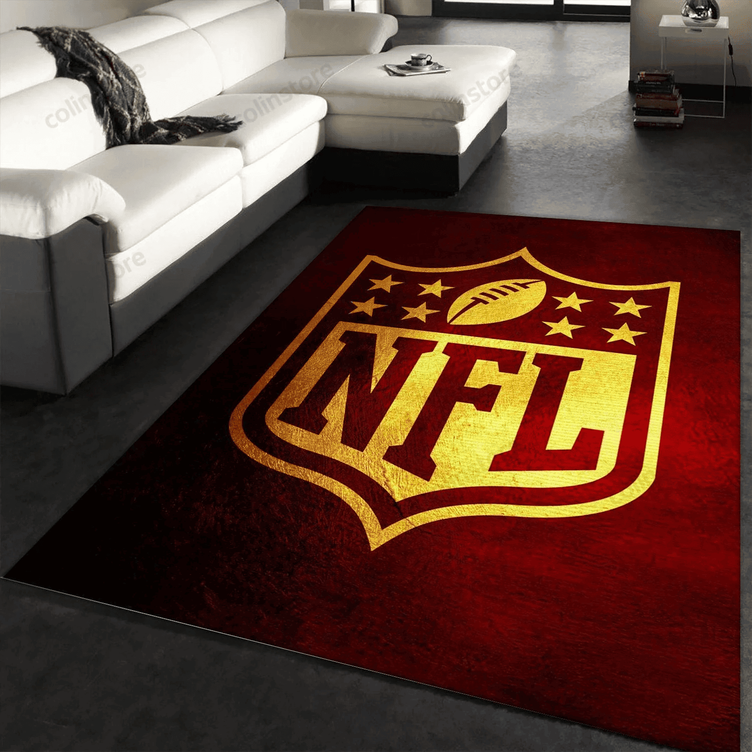 Red And Gold Rectangle Area Rug – Full Print Carpet For Living Room & Bedroom Home Decor