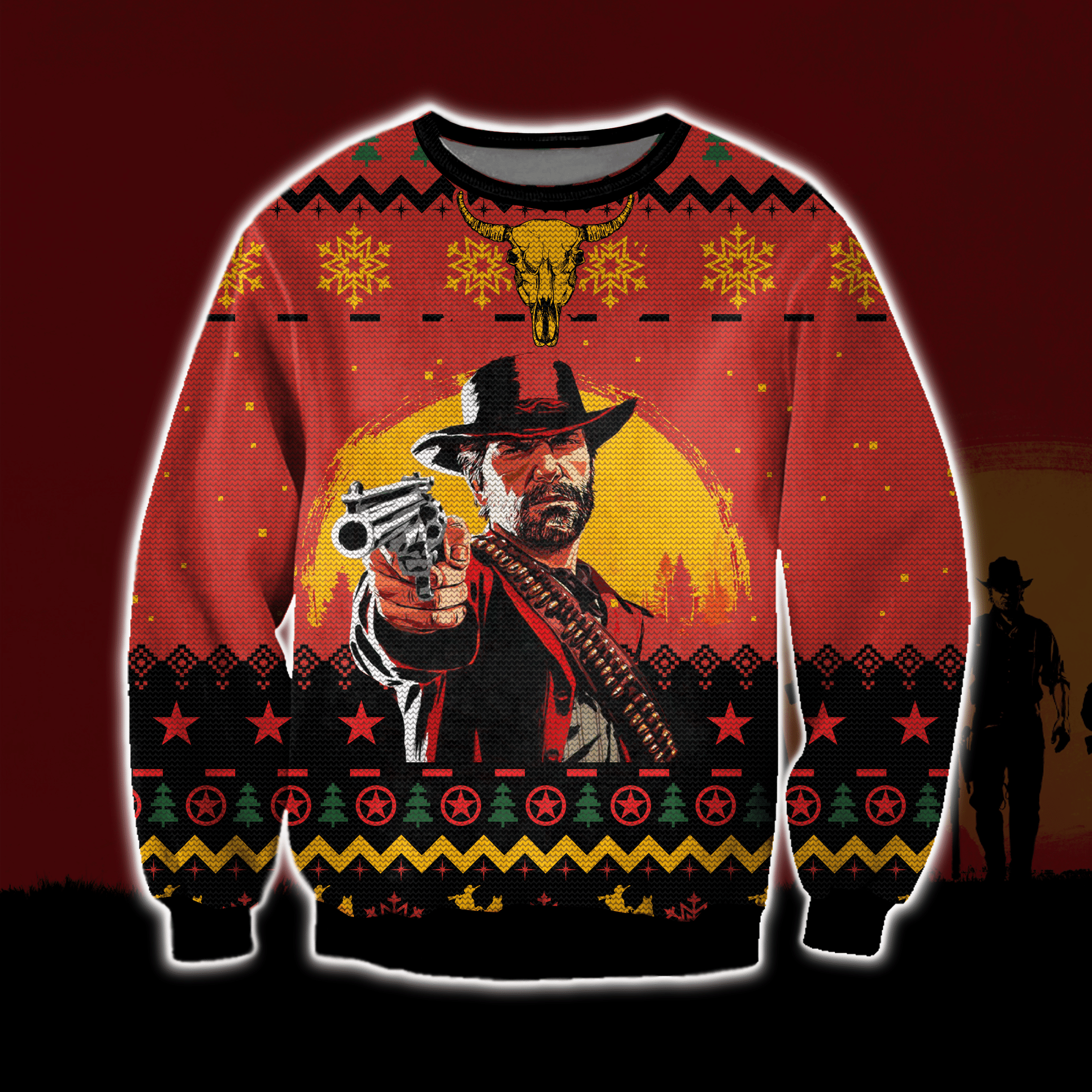Red Dead Redemption 3D Print Ugly Christmas Sweater