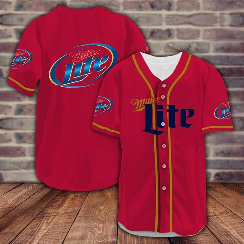 Red Miller Lite Beer Baseball Jersey Gift For Beer Fan, Miller Lite Beer Fan Gift Idea, Beer Baseball Jersey For Men Women