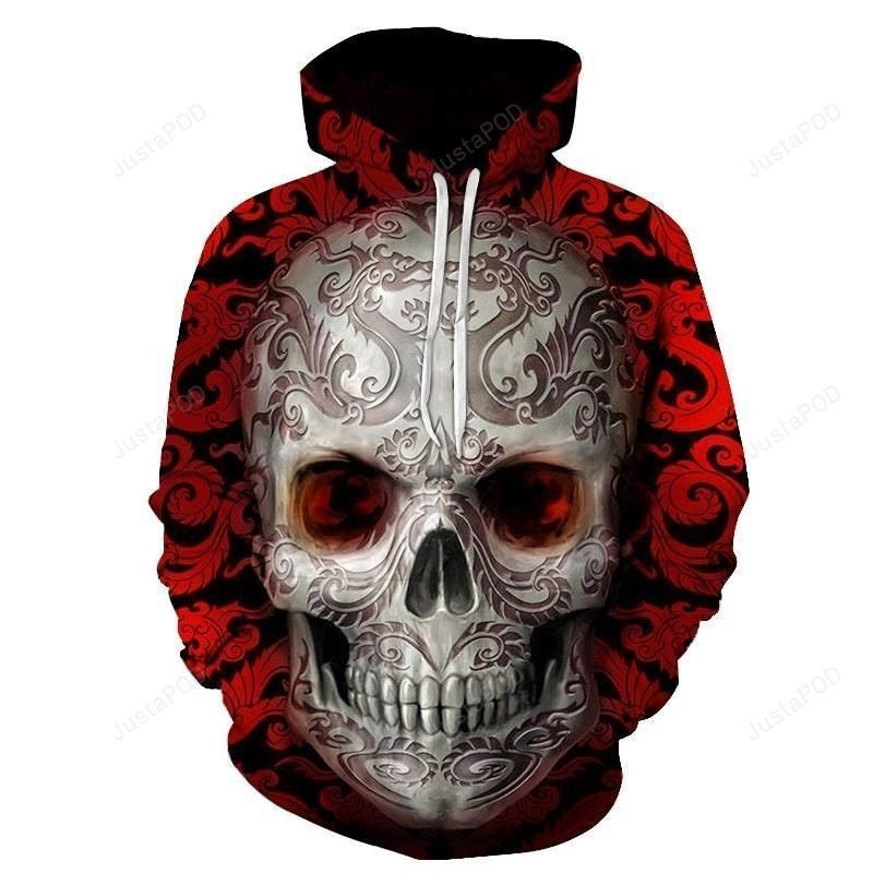 Red sugar skull Printed 3D All Over Print Hoodie & Zip Hoodie