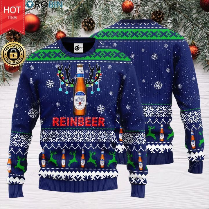 Reinbeer Michelob Ultra Ugly Christmas Sweater Perfect Holiday Gift