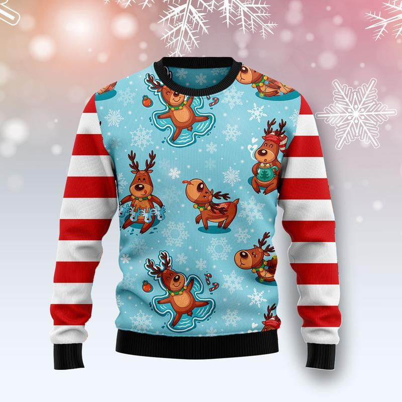 Reindeer Cute Ugly Christmas Sweater, Perfect Holiday Gift