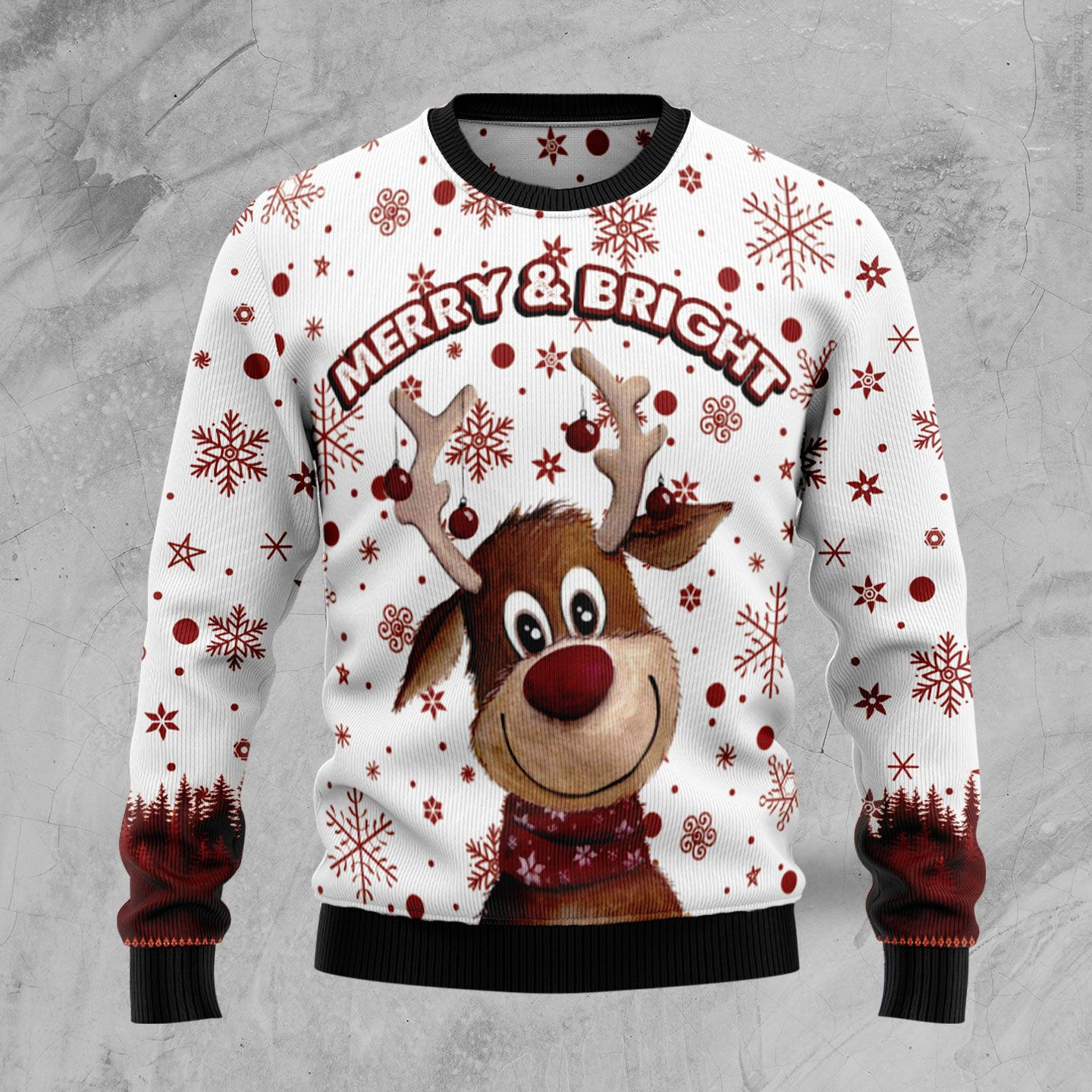 Reindeer Merry  Bright Ugly Christmas Sweater, Perfect Holiday Gift