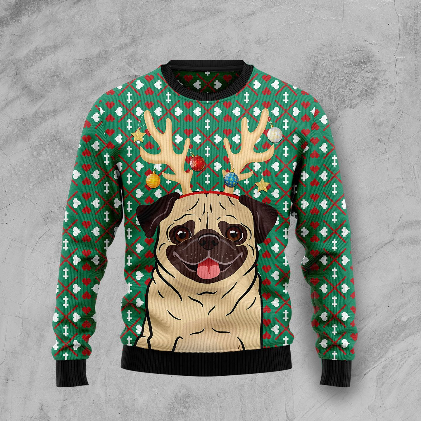 Reindeer Pug Ugly Christmas Sweater, Perfect Holiday Gift