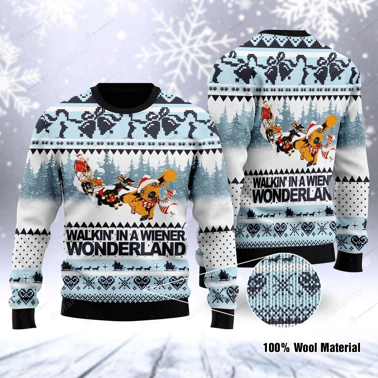 Reindeer Santa Claus Walkin' In A Wiener Wonderland Ugly Christmas Sweater, Perfect Holiday Gift