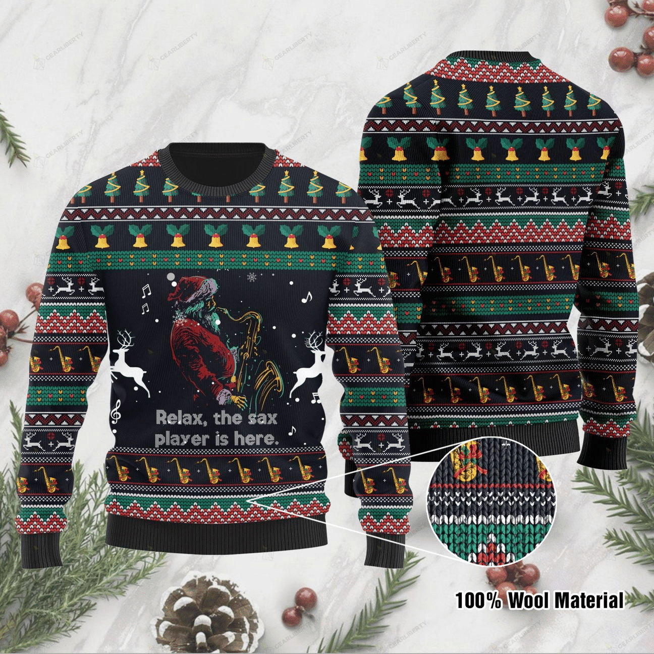 Relax The Sax Ugly Christmas Sweater, Perfect Holiday Gift