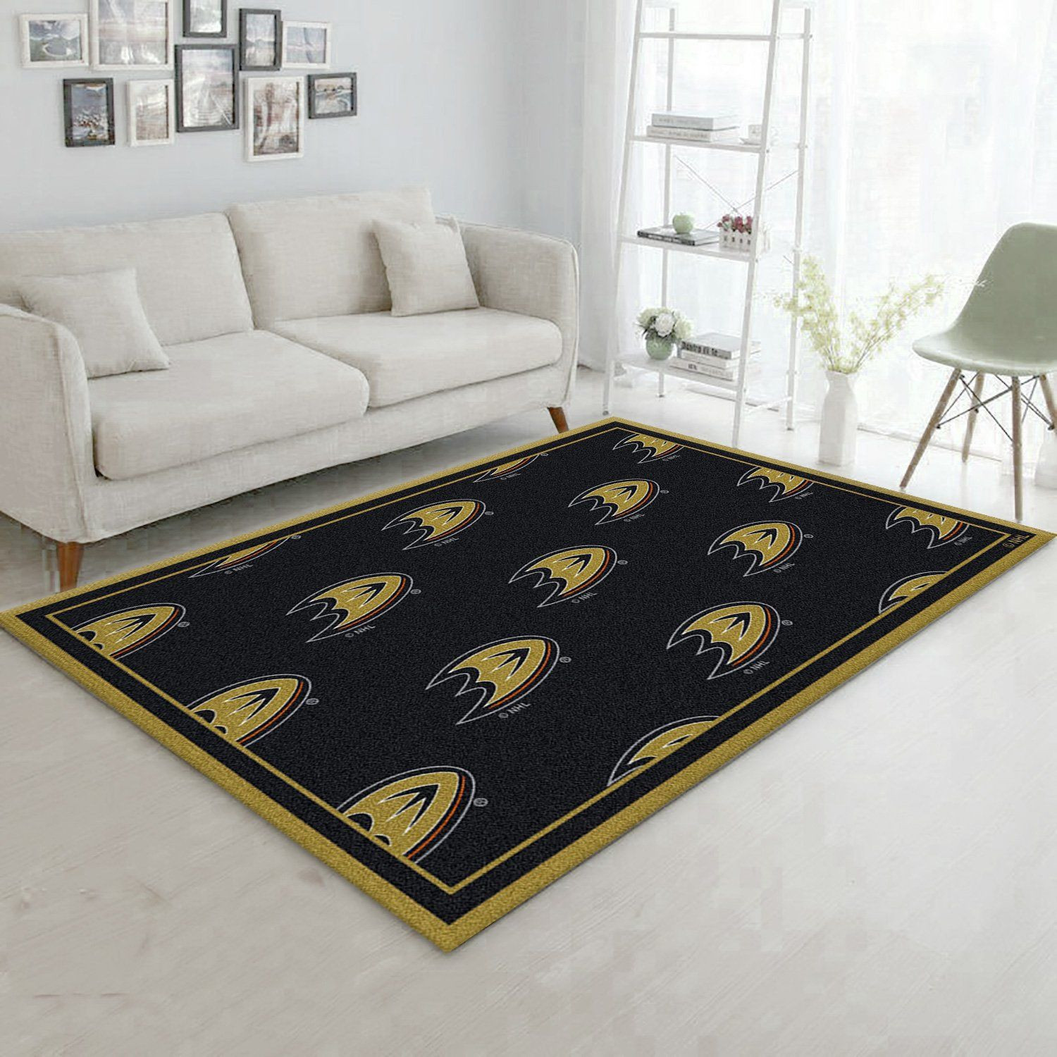 Repeat Anaheim Ducks Team Logo Rectangle Area Rug – Full Print Carpet For Living Room & Bedroom Home Decor