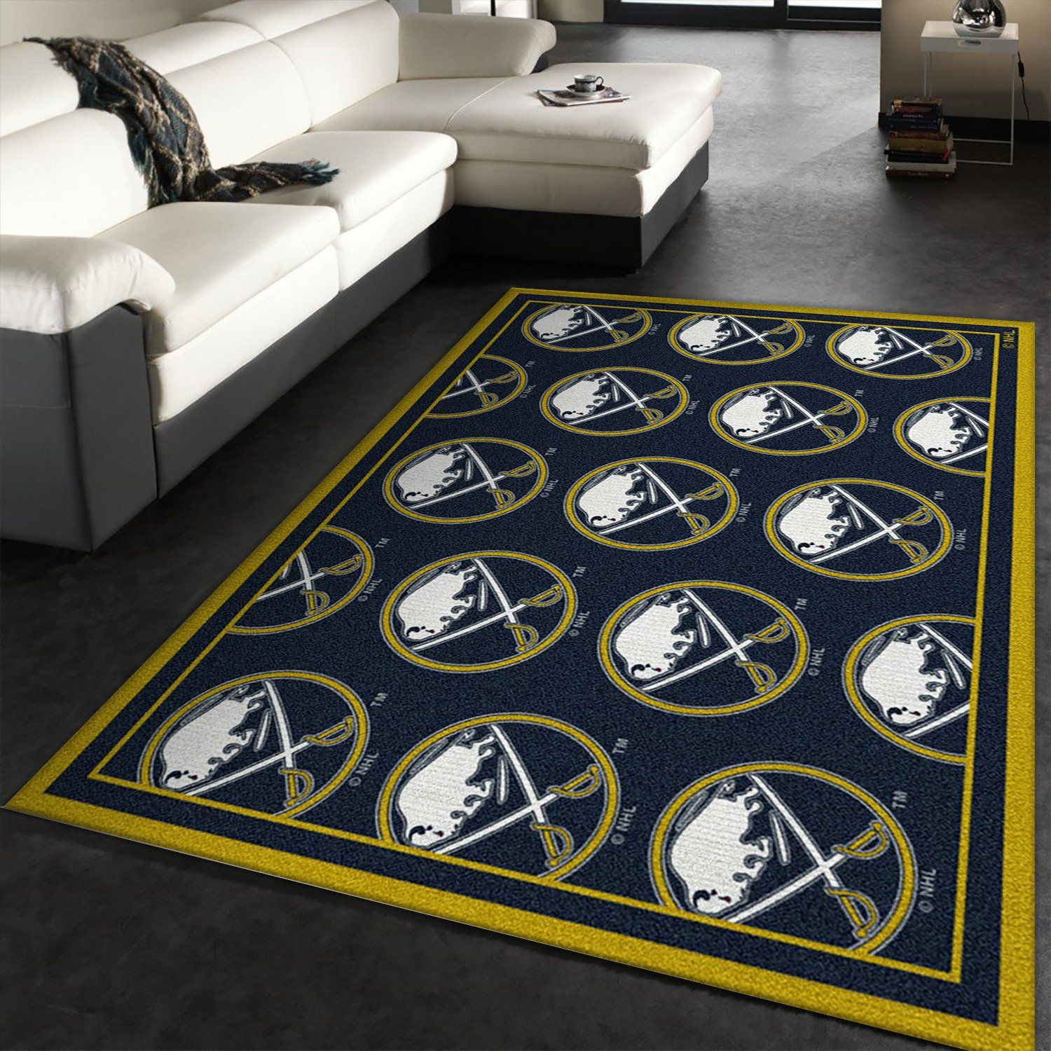 Repeat Buffalo Sabres Rectangle Area Rug – Full Print Carpet For Living Room & Bedroom Home Decor