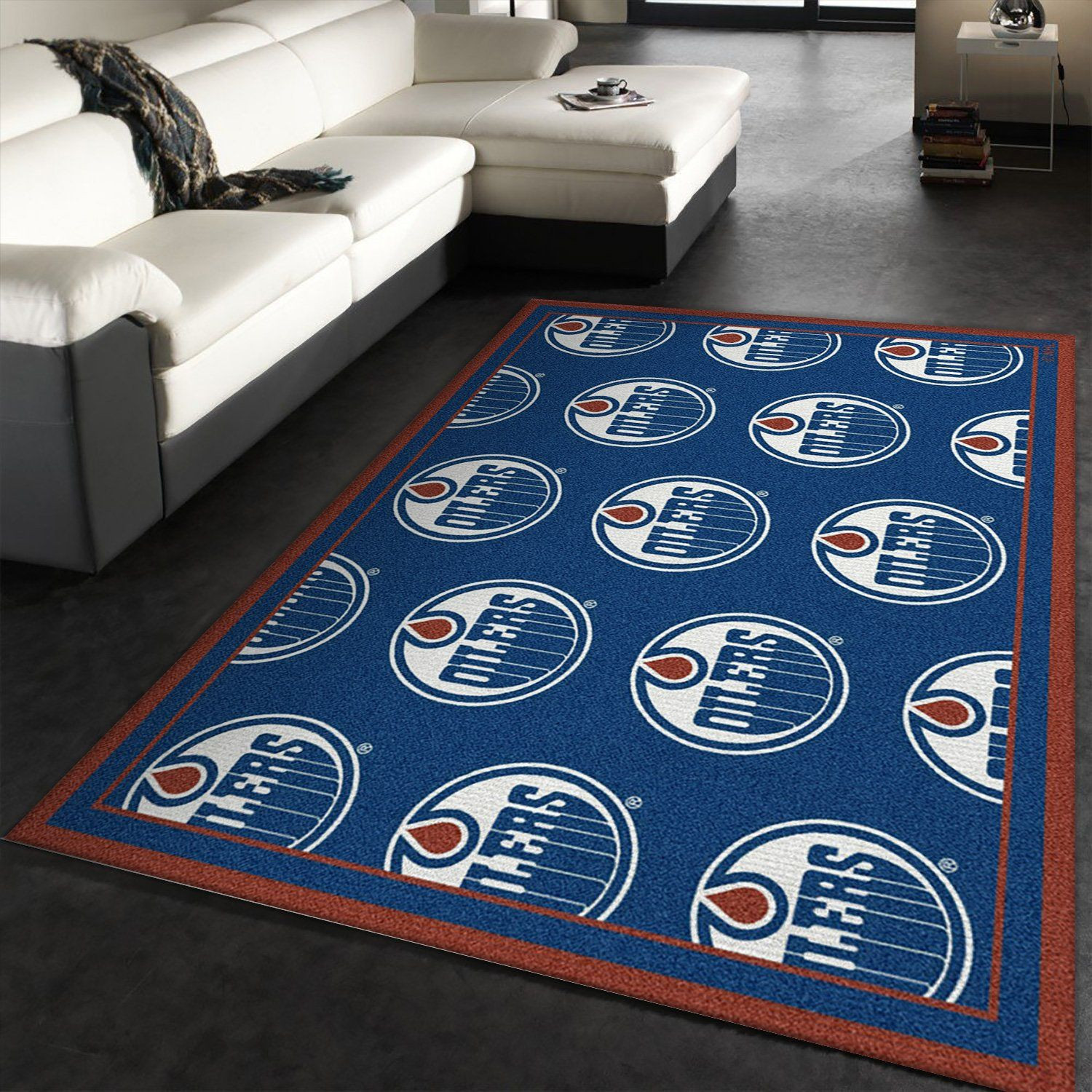 Repeat Edmonton Oilers Rectangle Area Rug – Full Print Carpet For Living Room & Bedroom Home Decor