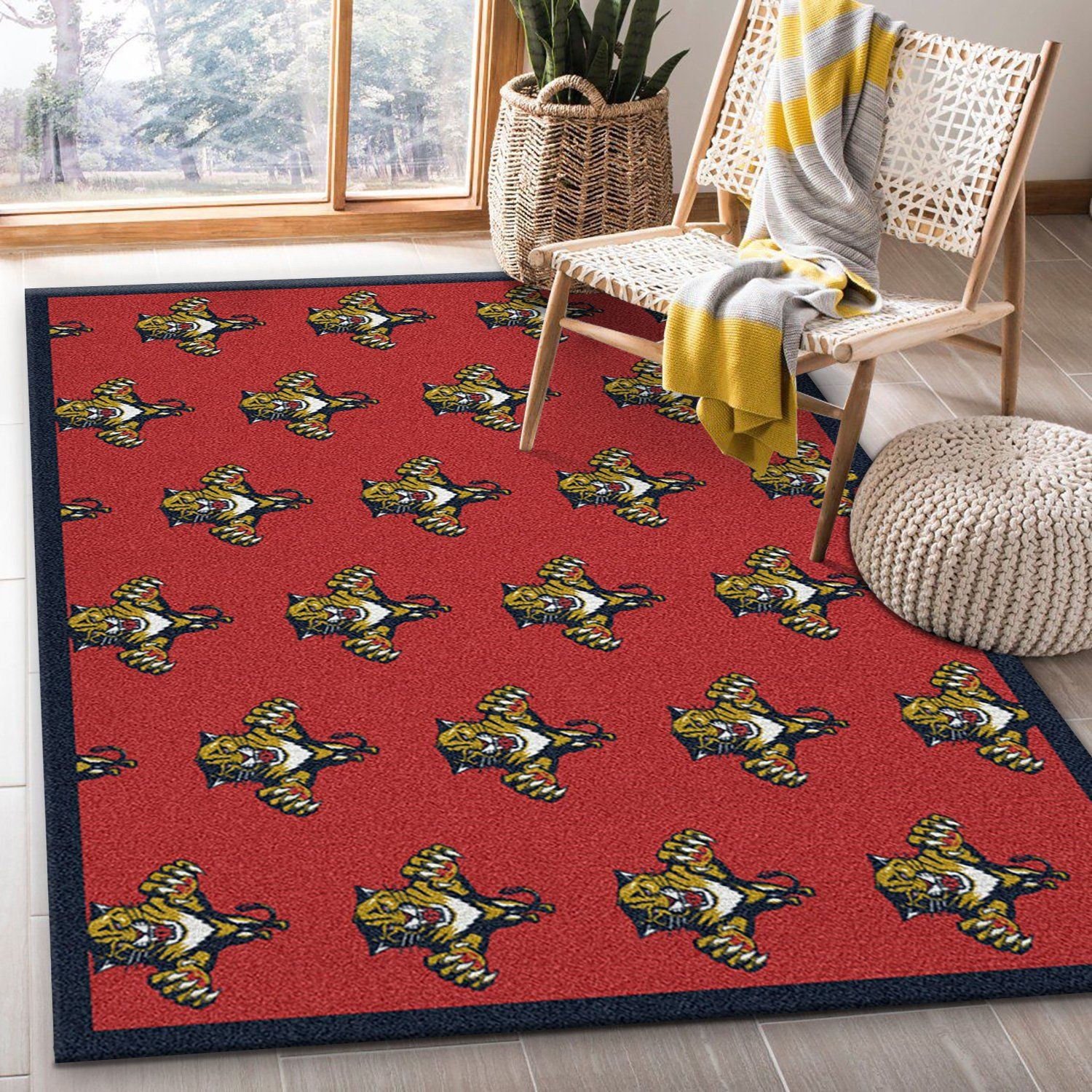 Repeat Florida Panthers Rectangle Area Rug – Full Print Carpet For Living Room & Bedroom Home Decor