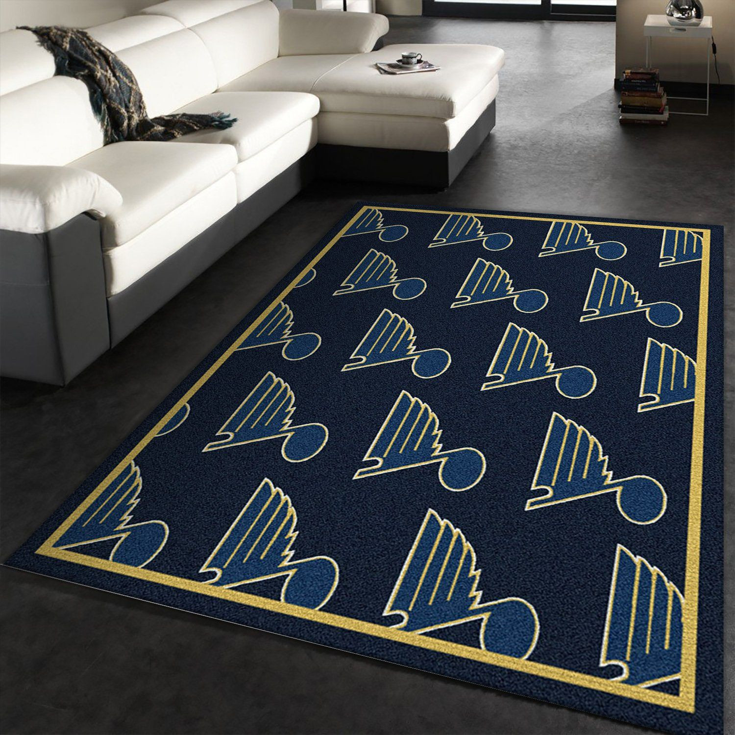 Repeat St Louis Blues Team Logo Rectangle Area Rug – Full Print Carpet For Living Room & Bedroom Home Decor