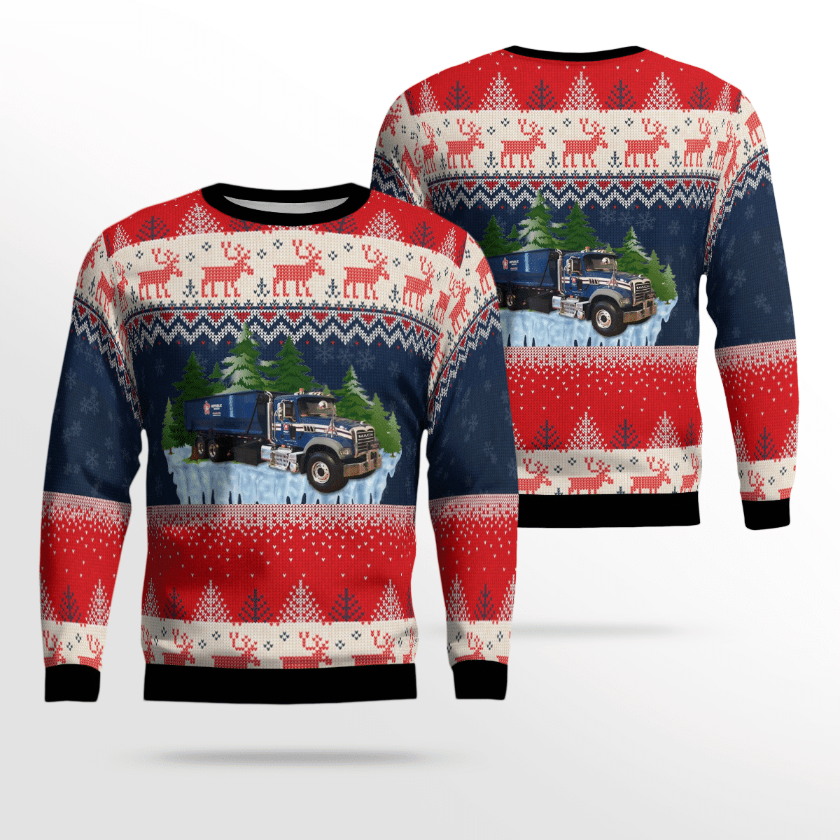 Republic Services Roll Off Truck Ugly Christmas Sweater Perfect Holiday Gift