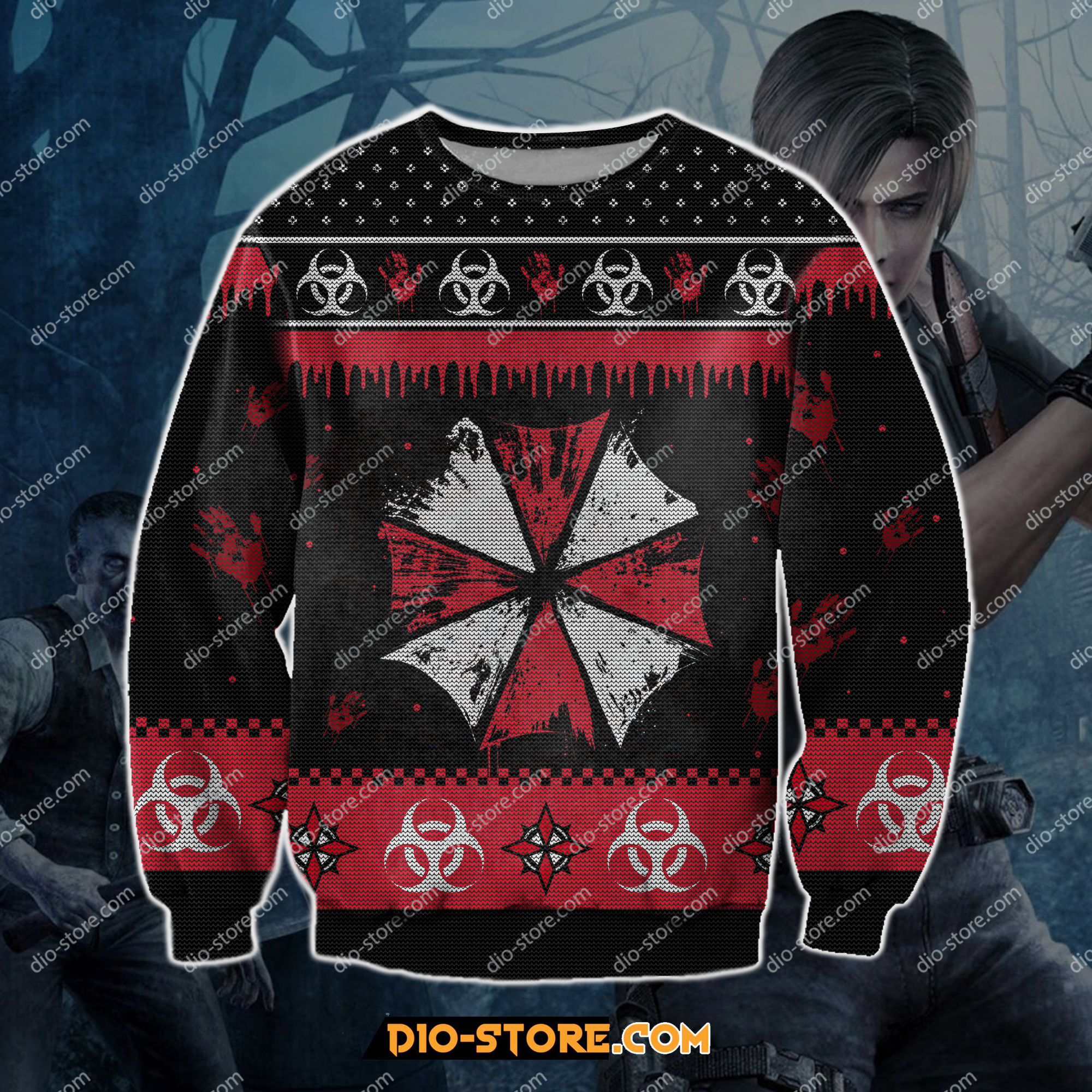Resident Evil 3D Knitting Pattern Print Ugly Christmas Sweater