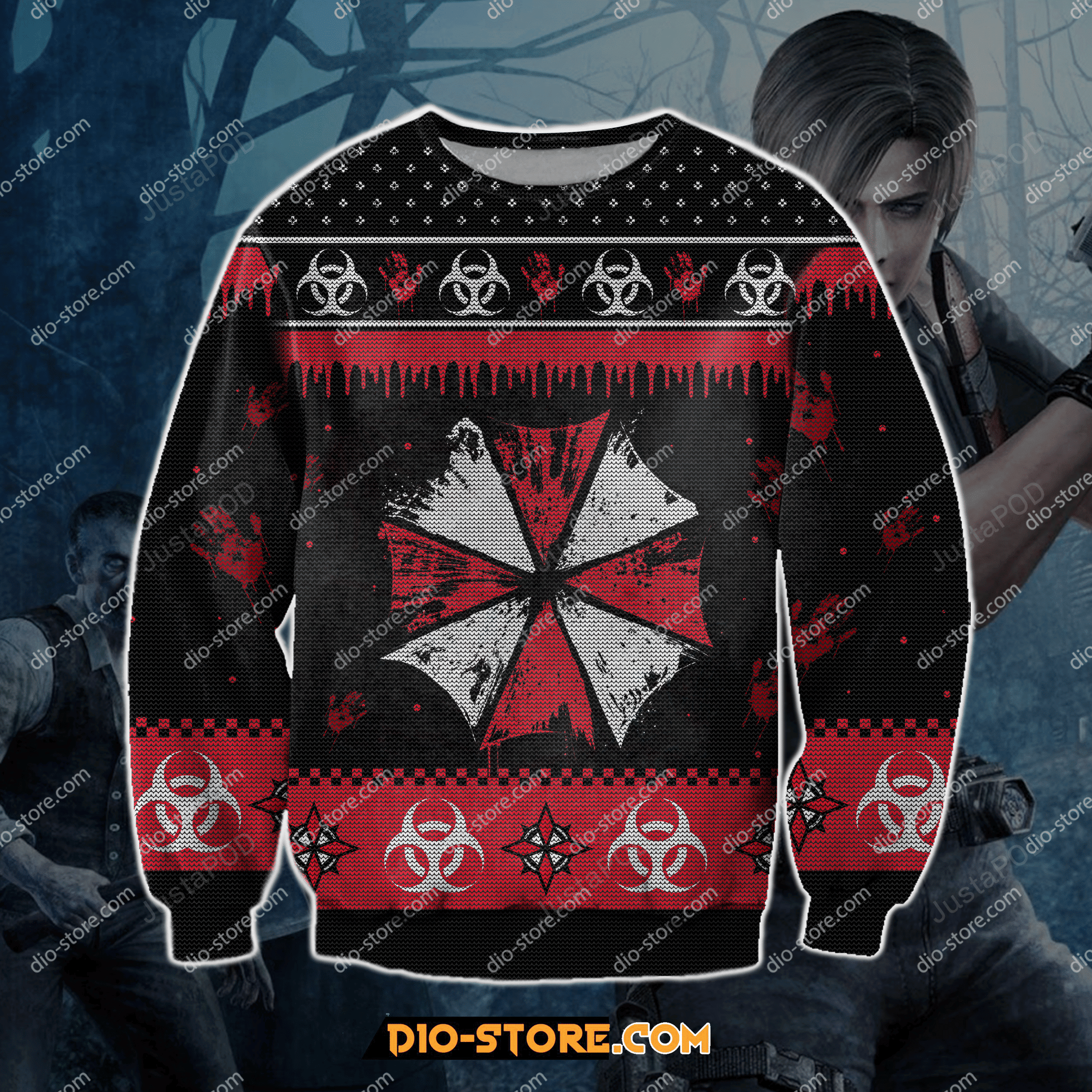 Resident Evil 3D Knitting Pattern Print Ugly Christmas Sweater, Perfect Holiday Gift