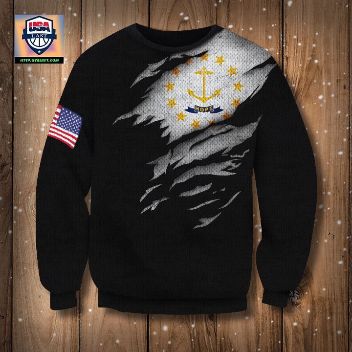 Rhode Island Flag And Us Flag Sweater Rhode Island State Pride Sweater Mens Christmas Gifts