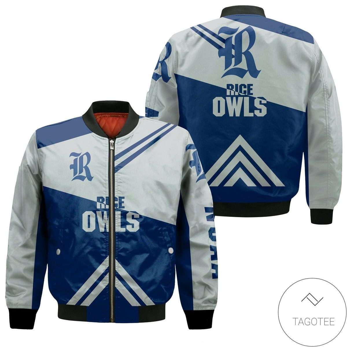 Rice Owls Stripes Cross Shoulders Bomber Jacket | NCAA College Team Jacket for Men & Women | Sports Fan Gift