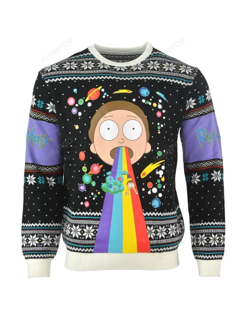 Rick &Amp;Amp; Morty Rainbow Christmas Ugly Christmas Sweater, Perfect Holiday Gift