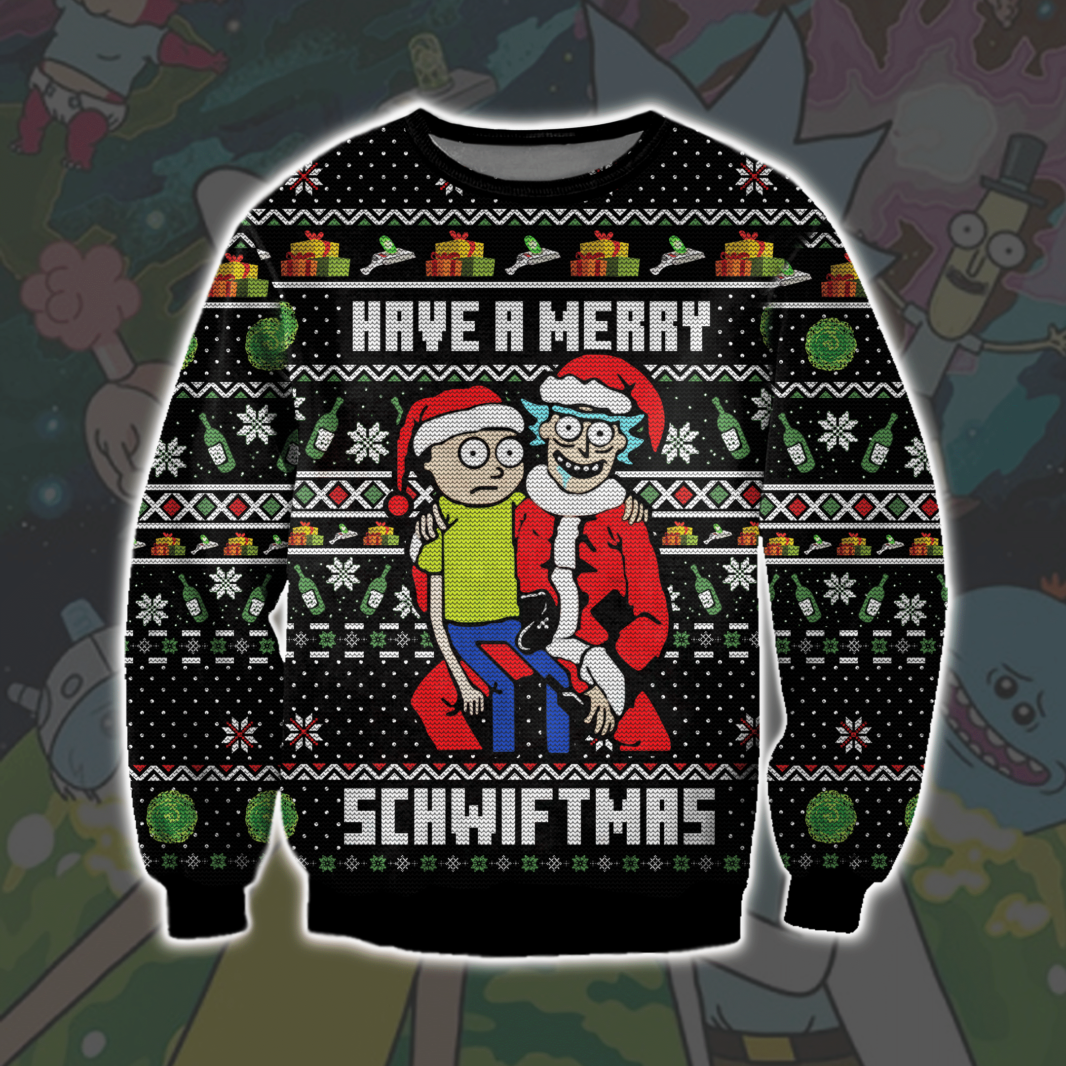 Rick And Morty 3D Print Ugly Christmas Sweater
