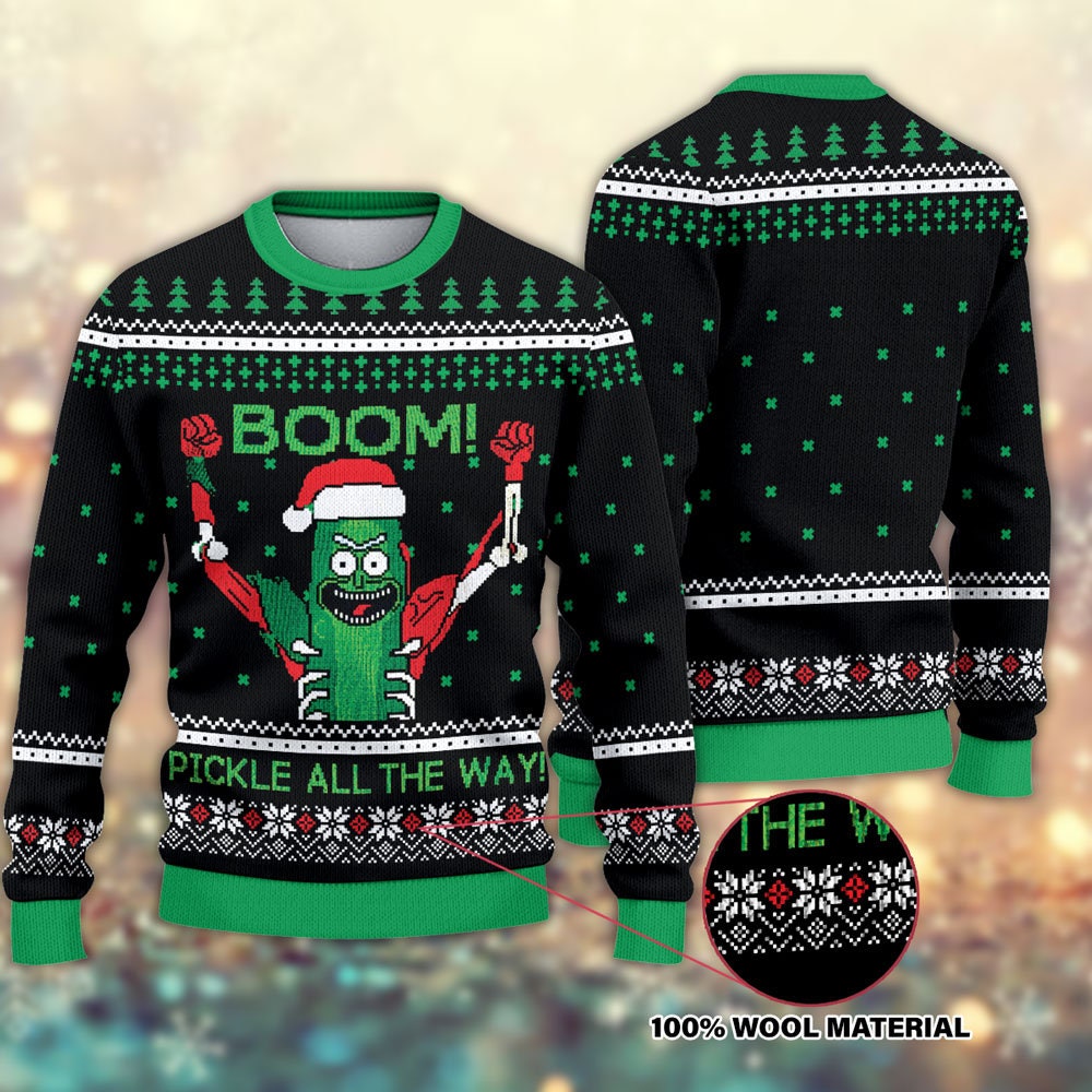 Rick and Morty Pickle Rick Ugly Christmas Sweater