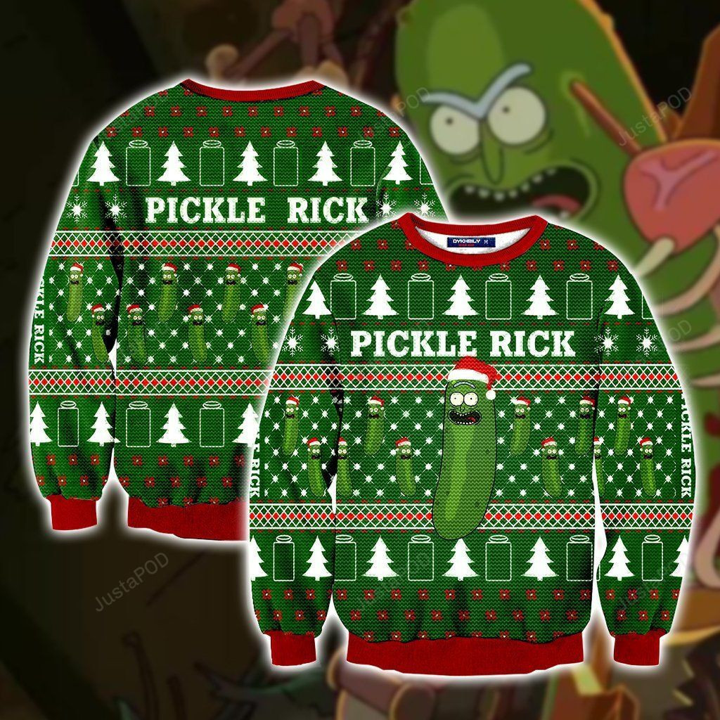 Rick And Morty Pickle Rick Ugly Christmas Sweater, Perfect Holiday Gift