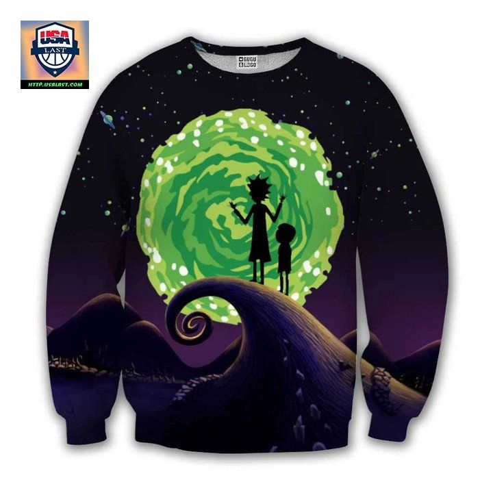 Rick And Morty The Nightmare Before Christmas 3D All Over Printed Shirt Sweater