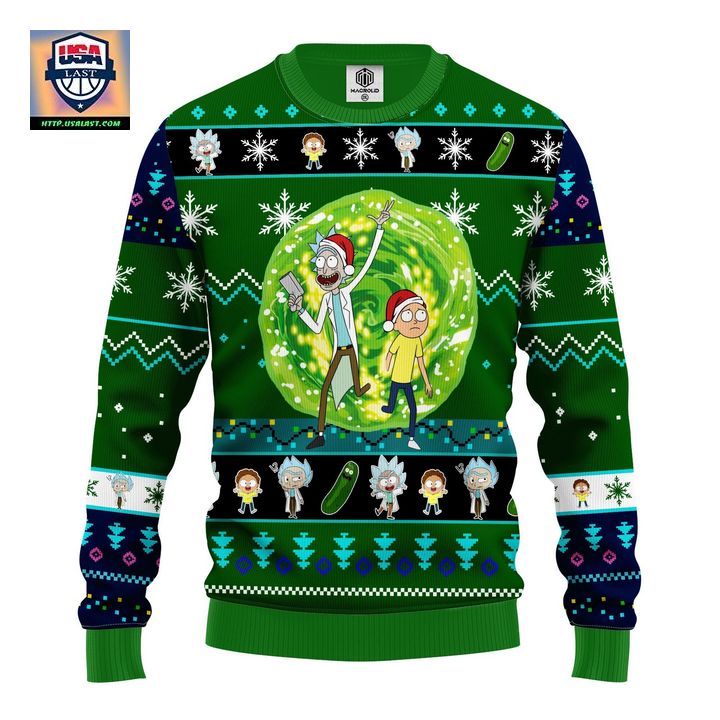 Rick And Morty Ugly Christmas Sweater Green 1 Amazing Gift Idea Thanksgiving Gift