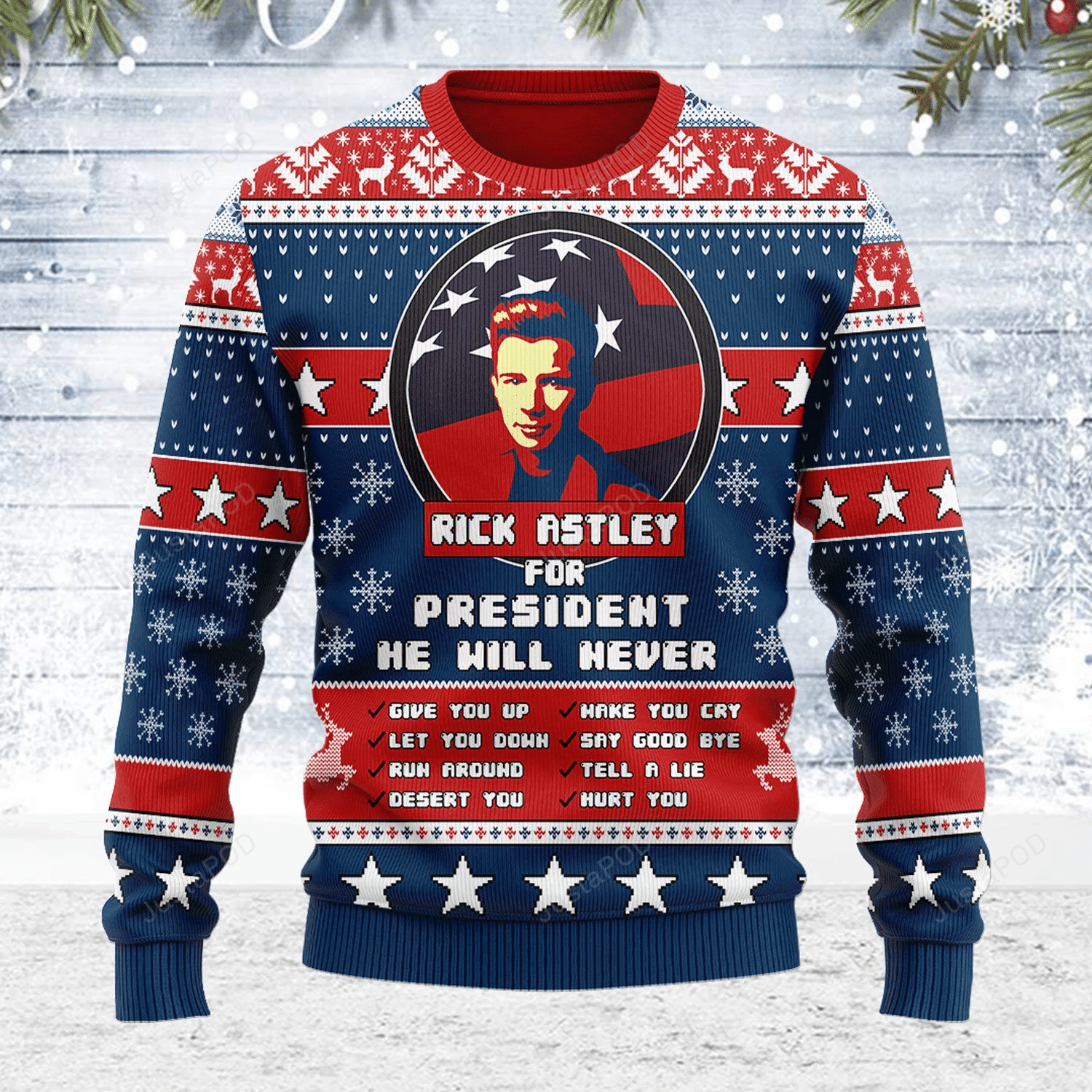 Rick Astley For President Ugly Christmas Sweater, Perfect Holiday Gift