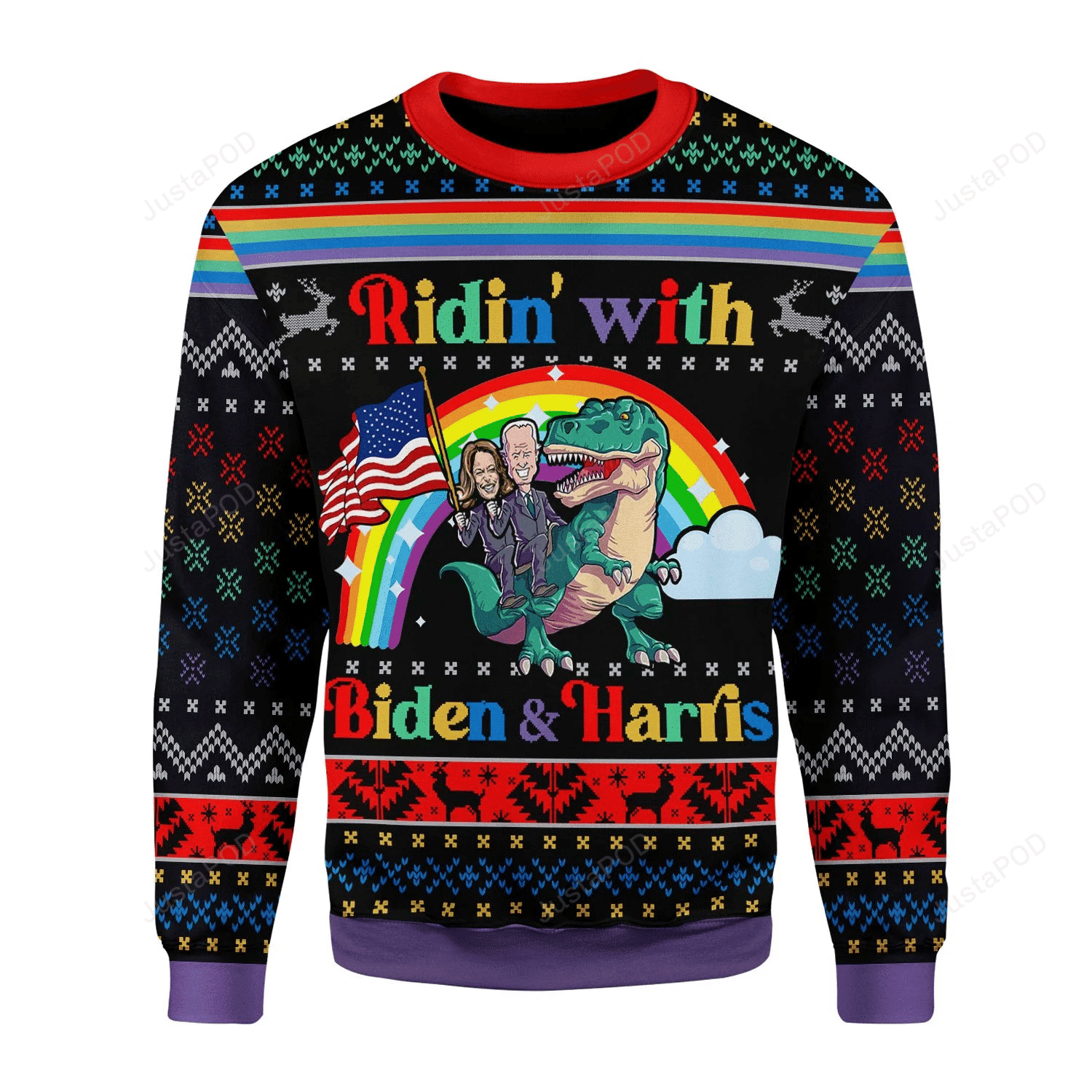 Ridin' With Biden And Harris Lgbt Ugly Christmas Sweater, Perfect Holiday Gift