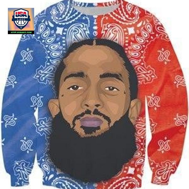 Rip Nipsey Hussle Blue Red Sweater Sh3375