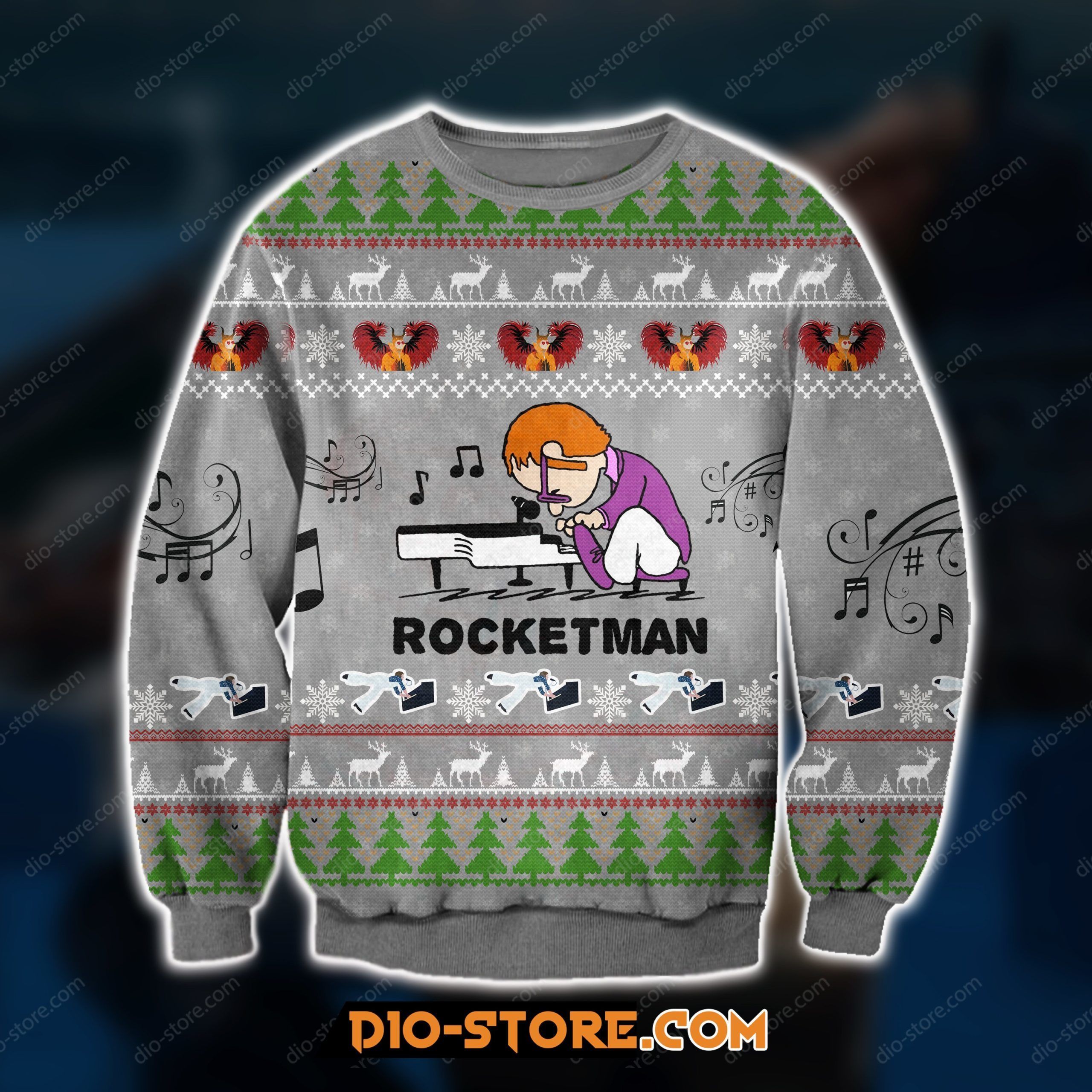 Rocket Man 3D Print Knitting Pattern Ugly Christmas Sweater