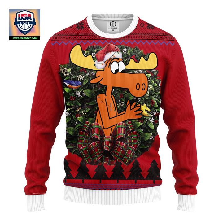 Rocky And Bullwinkle Noel Mc Ugly Christmas Sweater Thanksgiving Gift