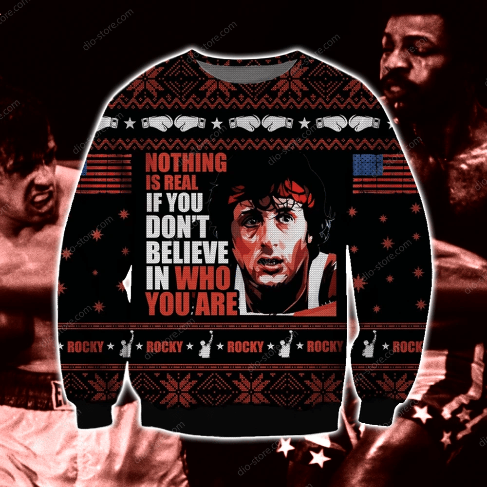 Rocky Knitting Pattern 3D Print Ugly Christmas Sweater