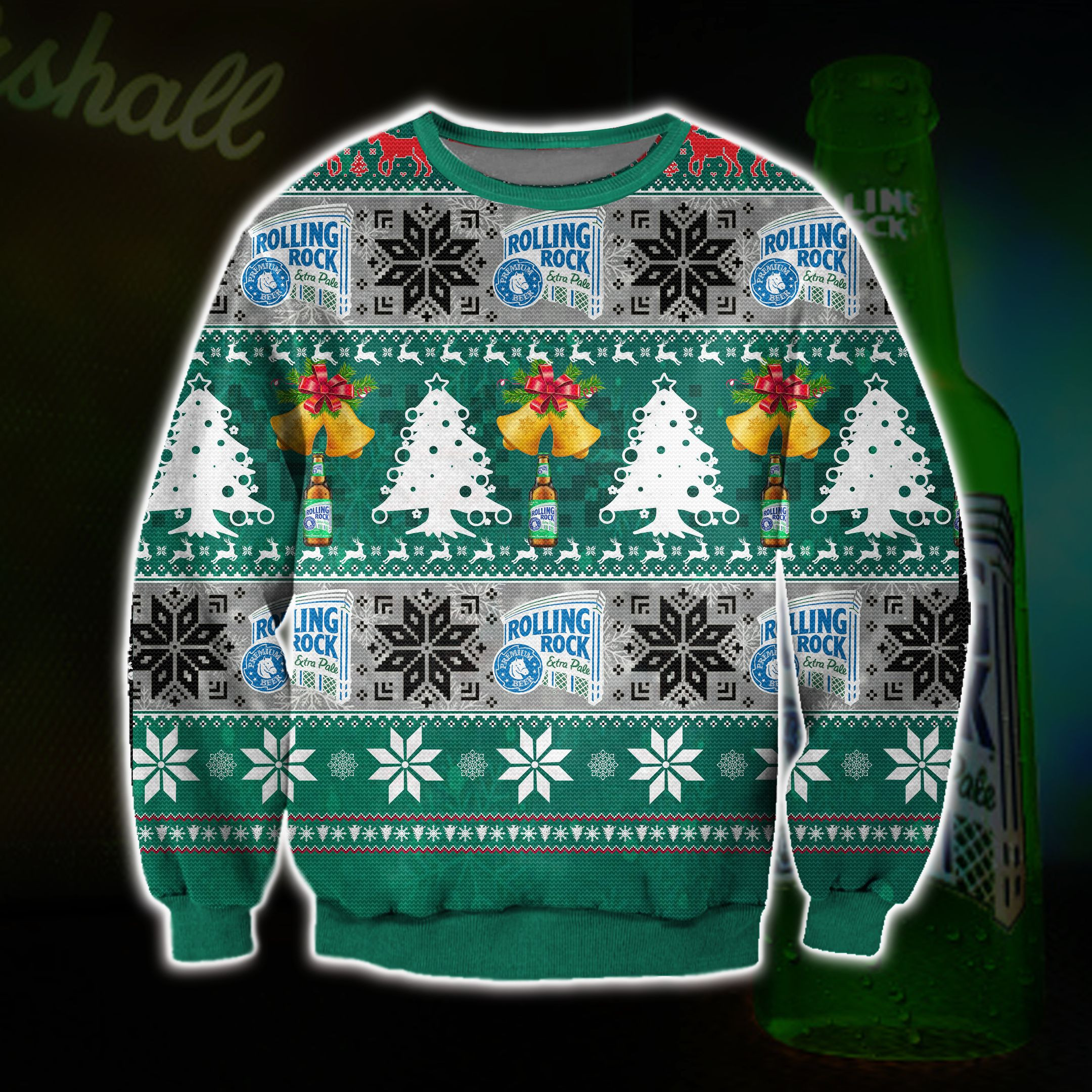Rolling Rock Knitting Pattern 3D Print Ugly Christmas Sweater