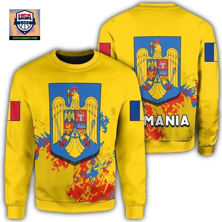 Romania Coat Of Arms Sweater Spaint Style J8W