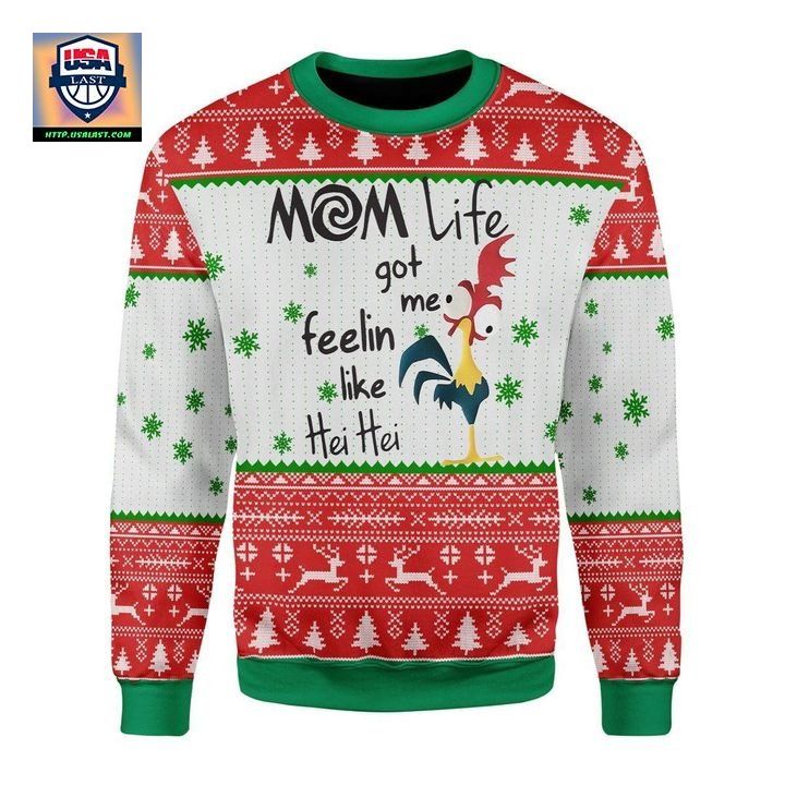 Rooster Mom Life Got Me Feelin Like Hei Hei Ugly Christmas Sweater