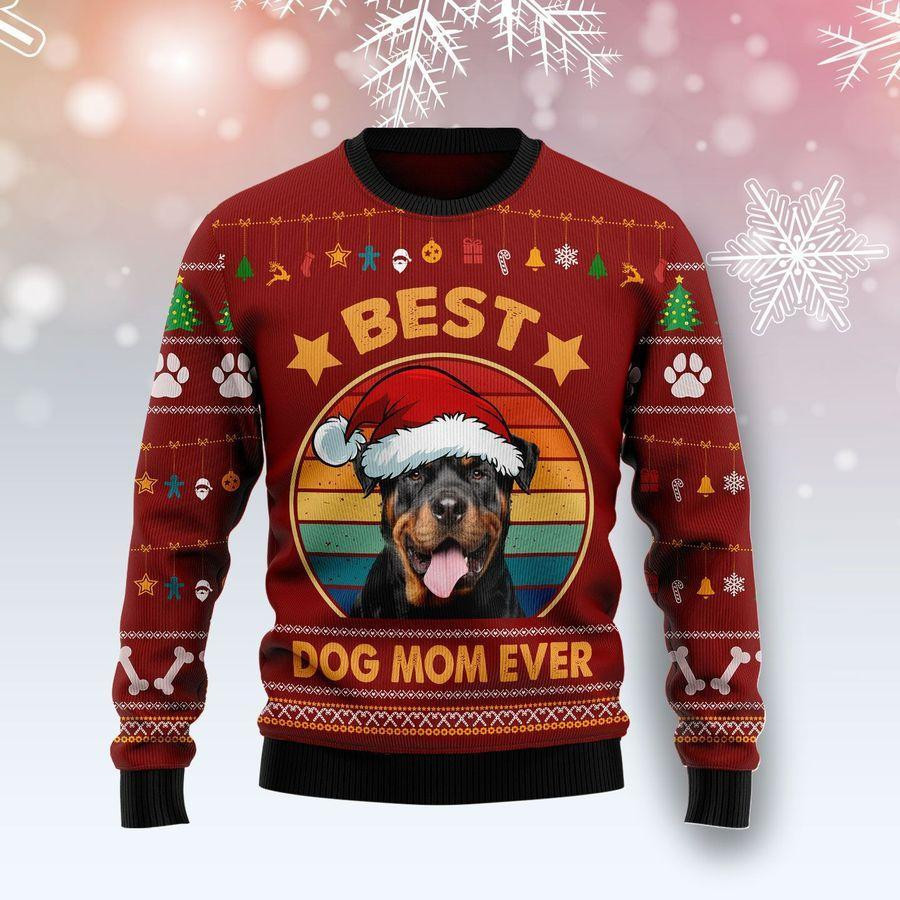 Rottweiler Best Dog Mom Ever Ugly Christmas Sweater, Perfect Holiday Gift