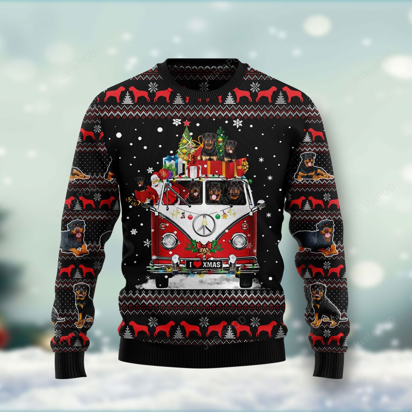 Rottweiler I Love Xmas Ugly Christmas Sweater, Perfect Holiday Gift