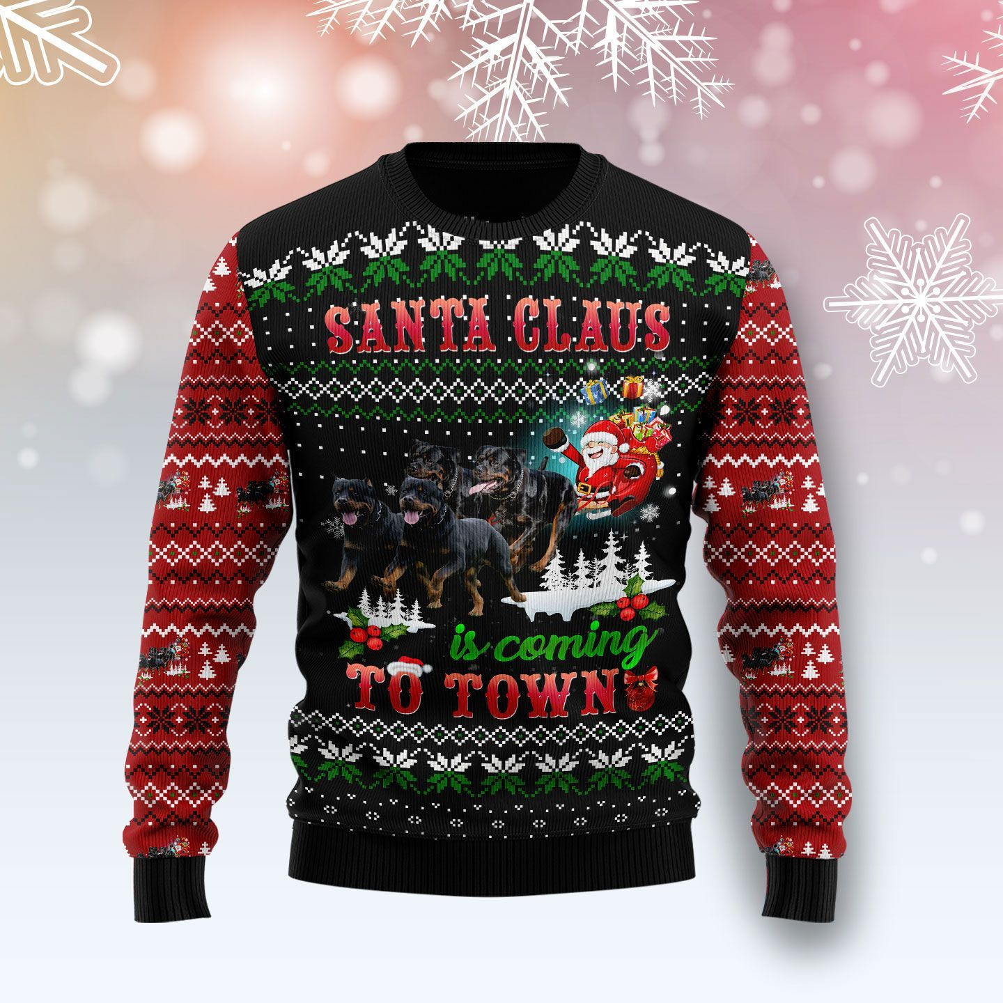 Rottweiler Town Christmas Ugly Christmas Sweater,