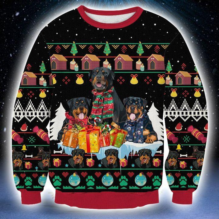 Rottweiler Ugly Christmas Sweater, Perfect Holiday Gift